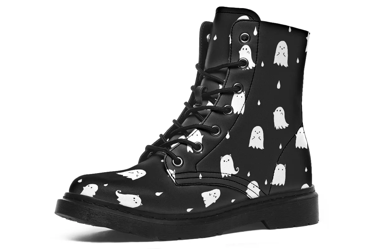 Ghost Party Boots - Vegan Leather Doc-Style Boots with Durable Stitched on Soles