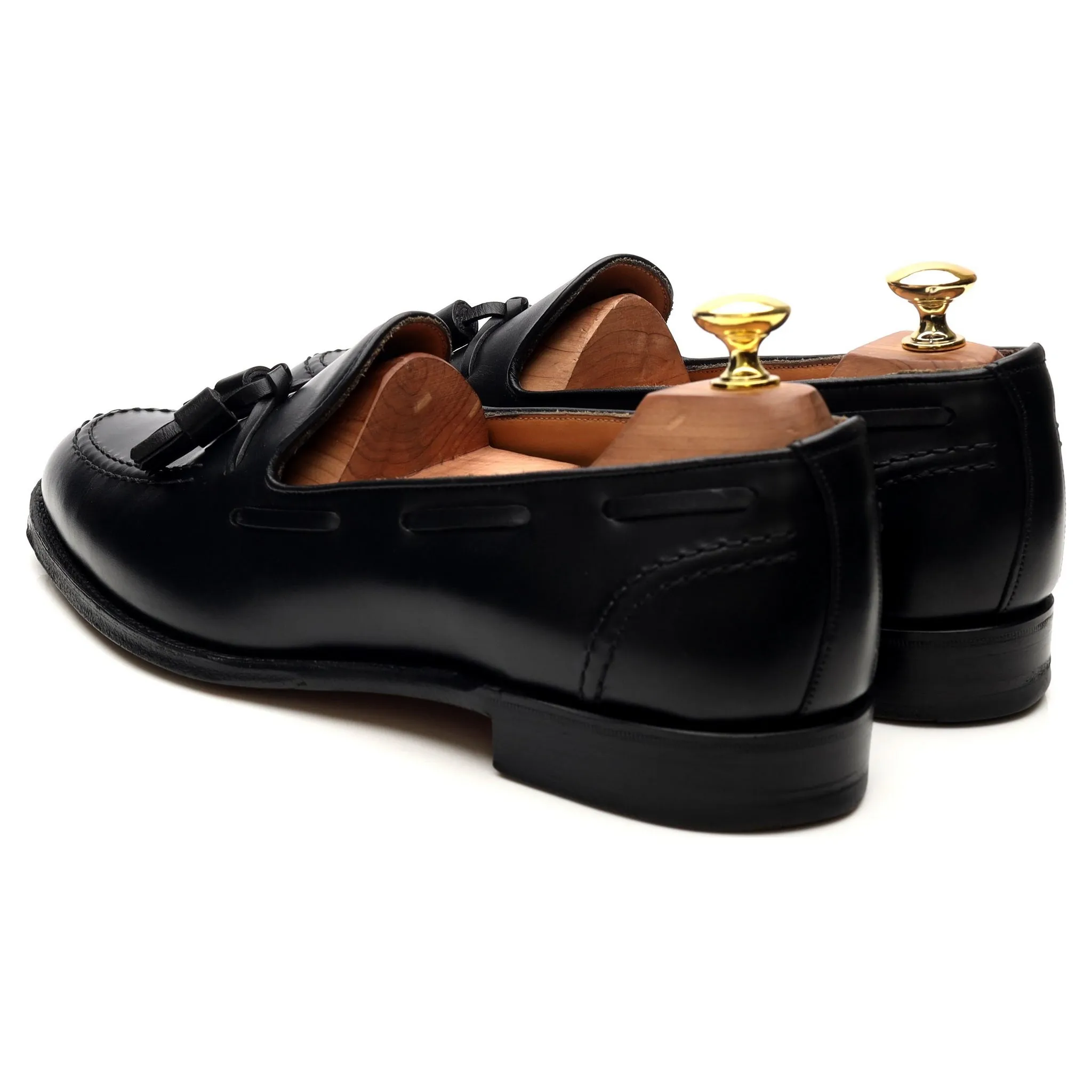 'Harry' Black Leather Tassel Loafers UK 8.5 F