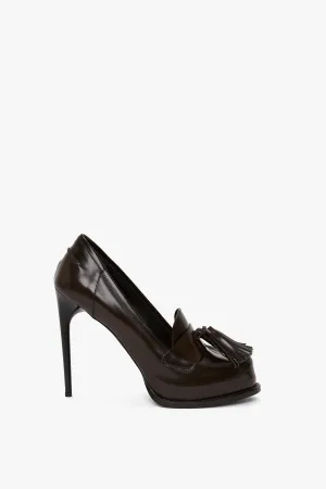 High Heeled Loafer With Toggles In Coffee Liqueur Leather