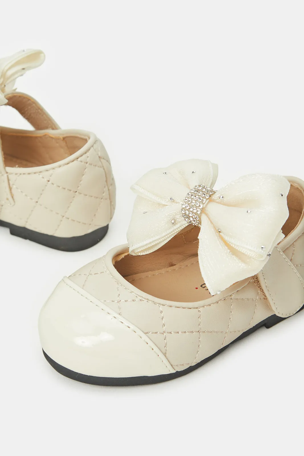 Infant Girls Beige Bow Ballerina