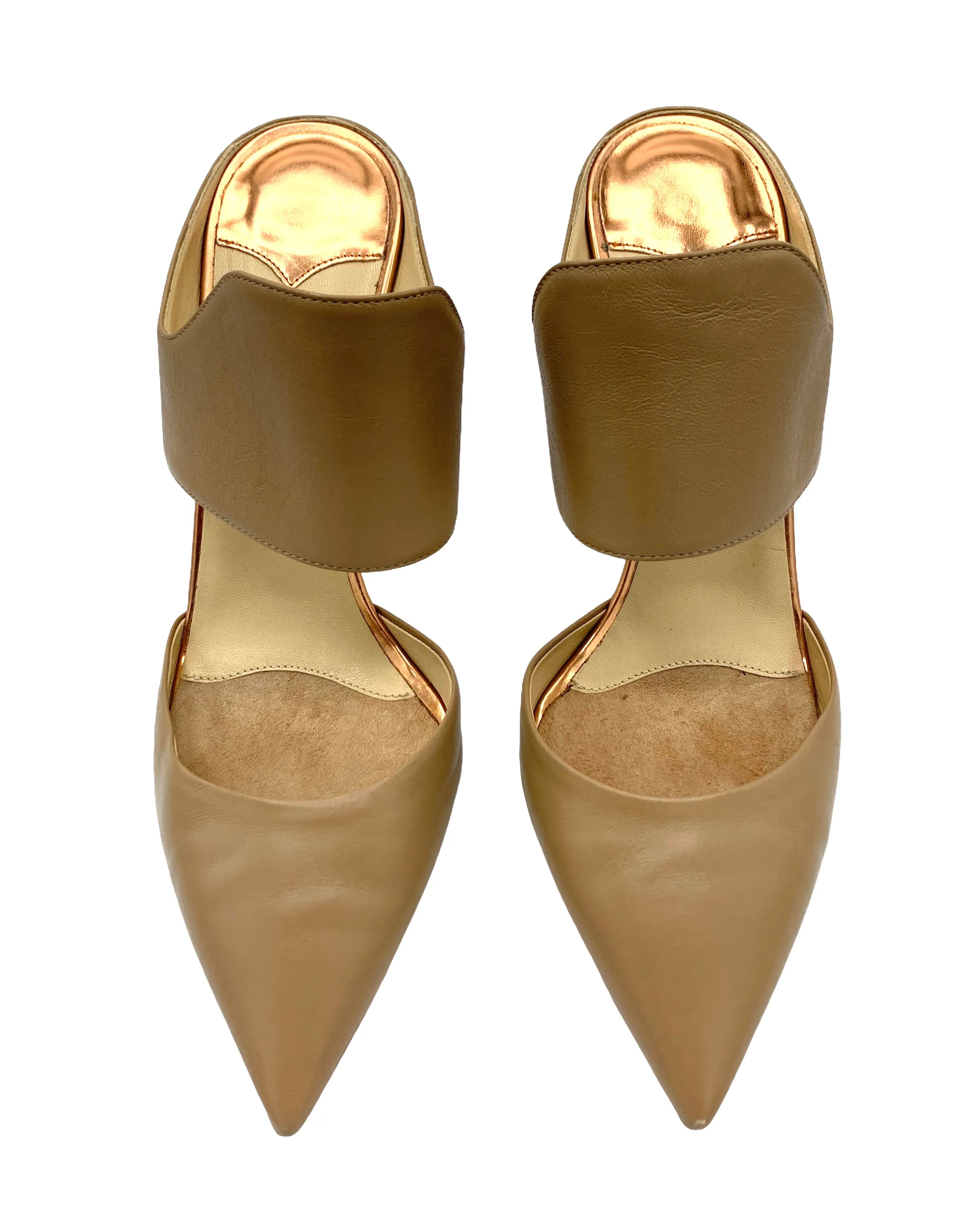 Jimmy Choo Beige Leather Pointed Toe Heeled Mules