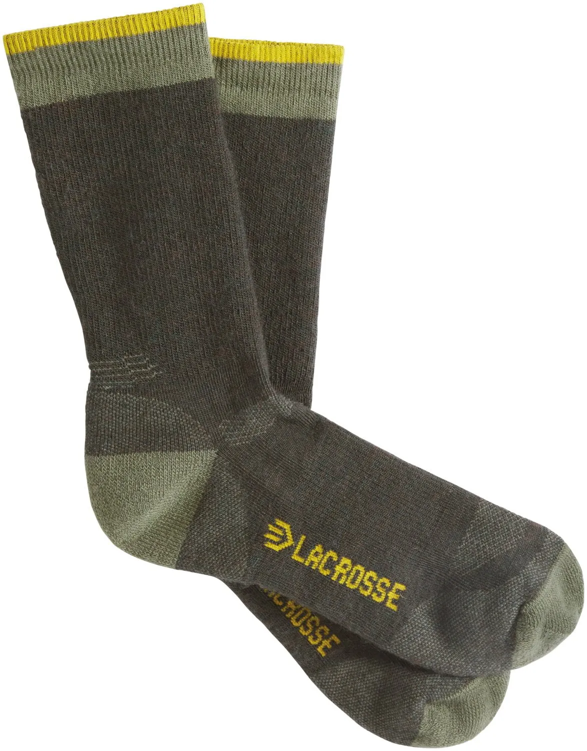 Lacrosse Mens Range Midweight Military Green Wool Blend Crew Socks