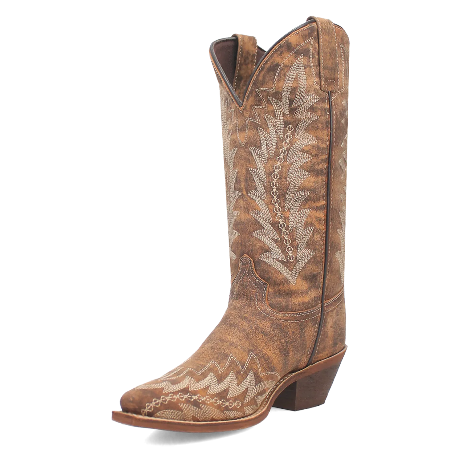 Laredo Tan Fancy Stitched Emmylee Snip Toe Western Boots for Women