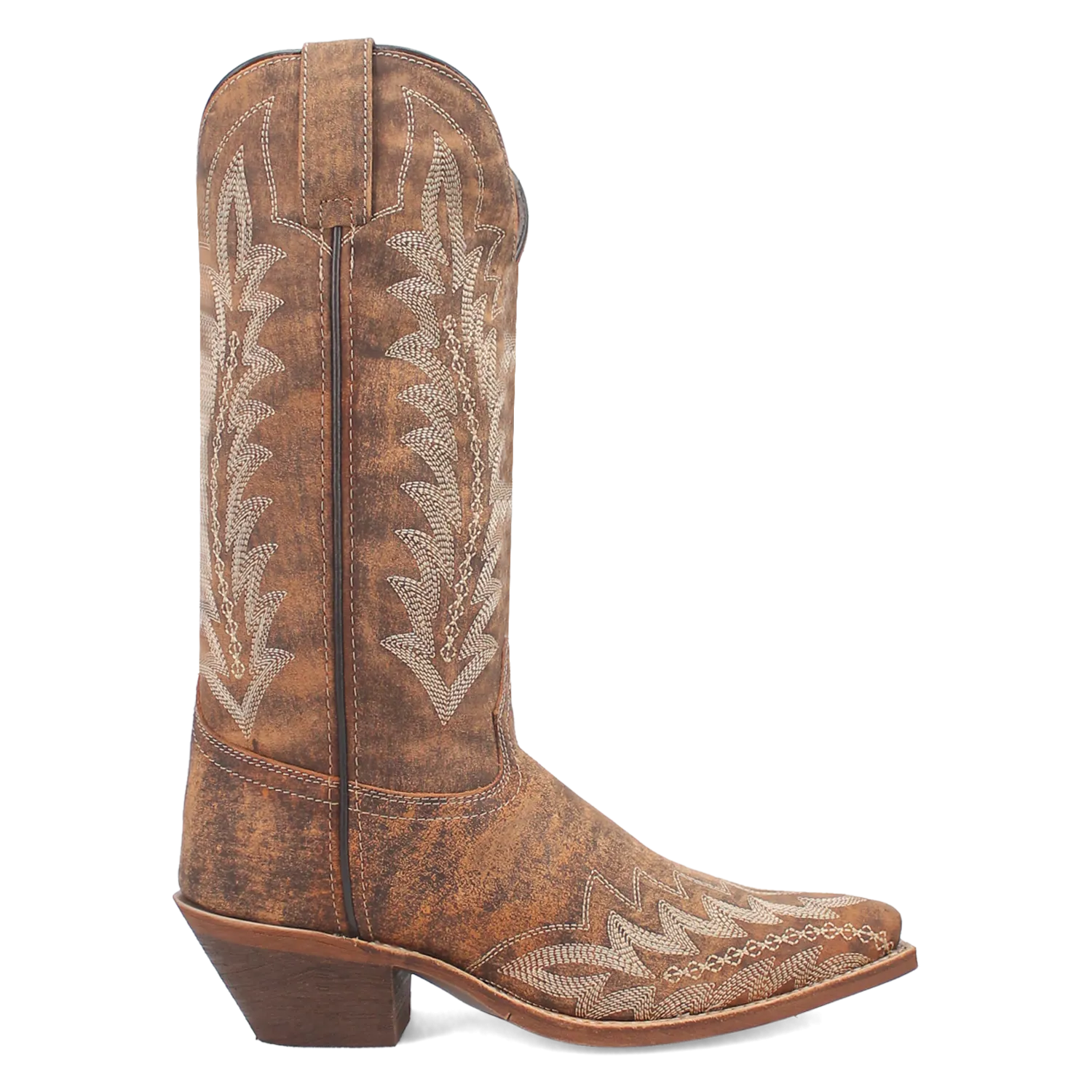 Laredo Tan Fancy Stitched Emmylee Snip Toe Western Boots for Women