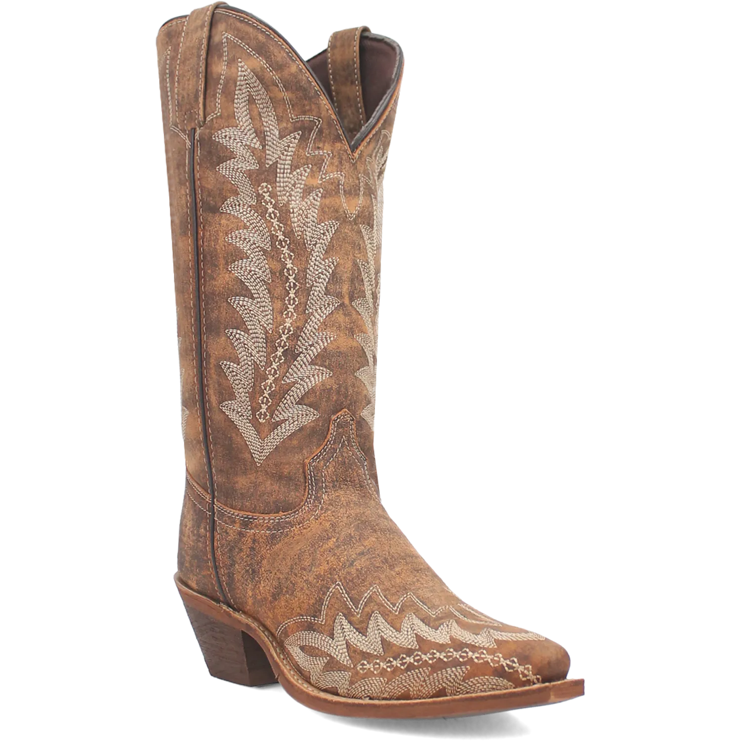 Laredo Tan Fancy Stitched Emmylee Snip Toe Western Boots for Women