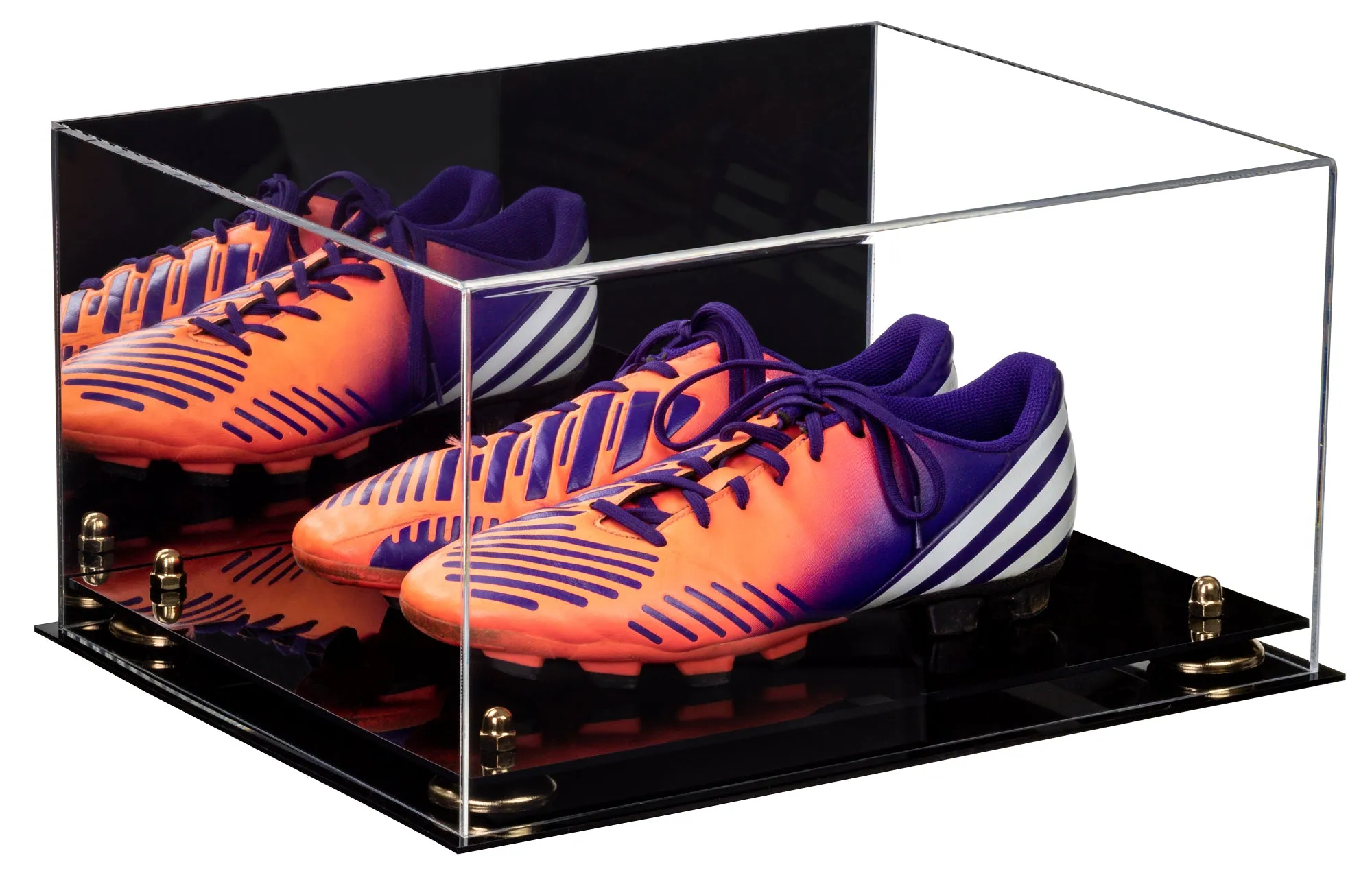 Large Display Case for Small Basketball High Top Shoes, Sneakers, Lacrosse, Soccer & Football Cleats with Mirror Back No Wall Mounts