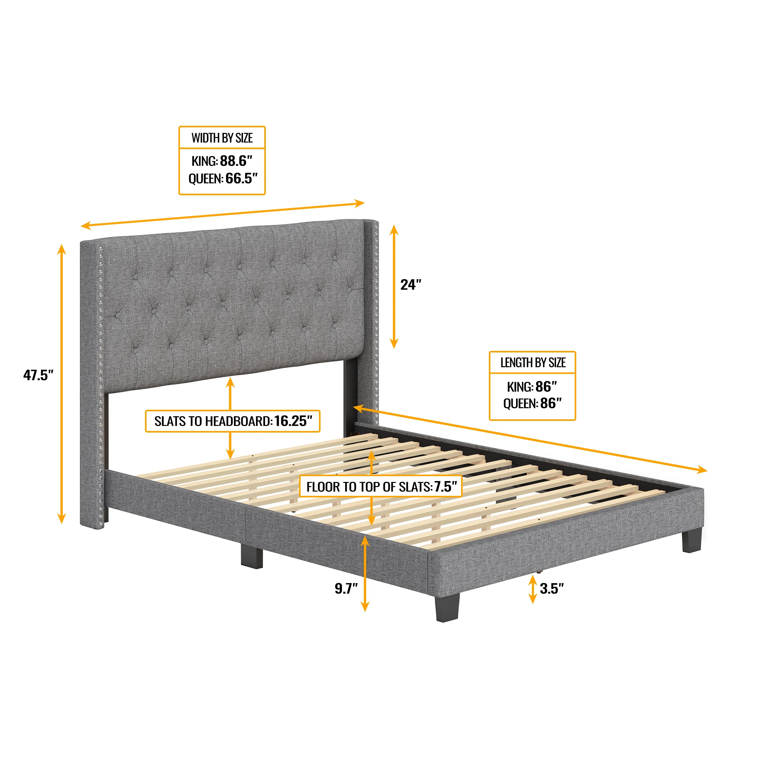 Mia Upholstered Platform Bed