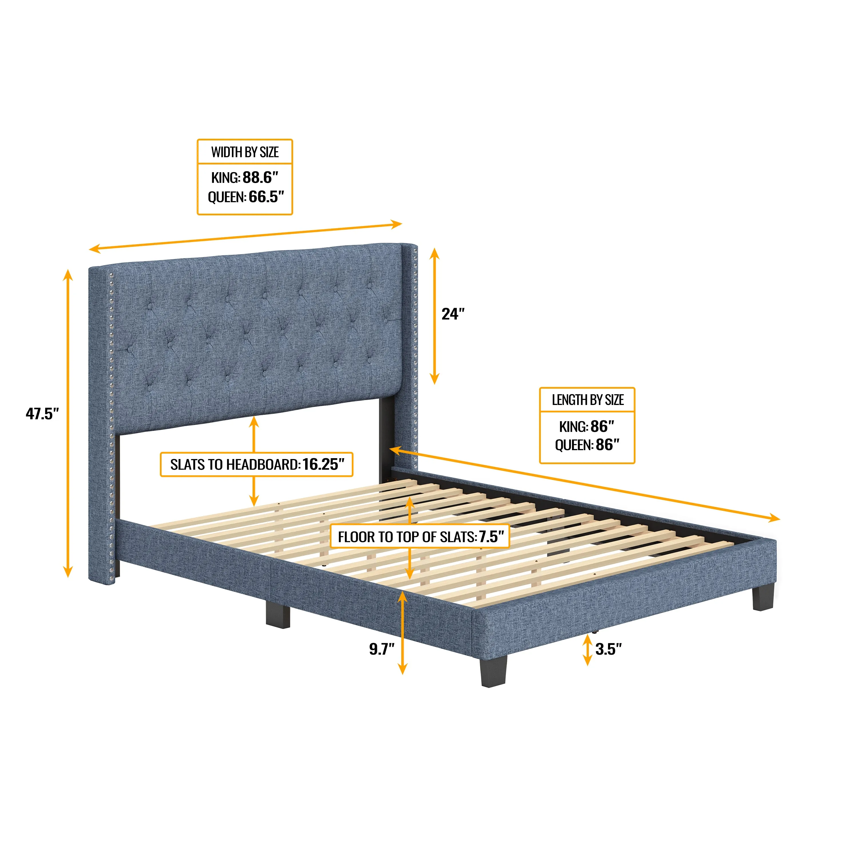 Mia Upholstered Platform Bed