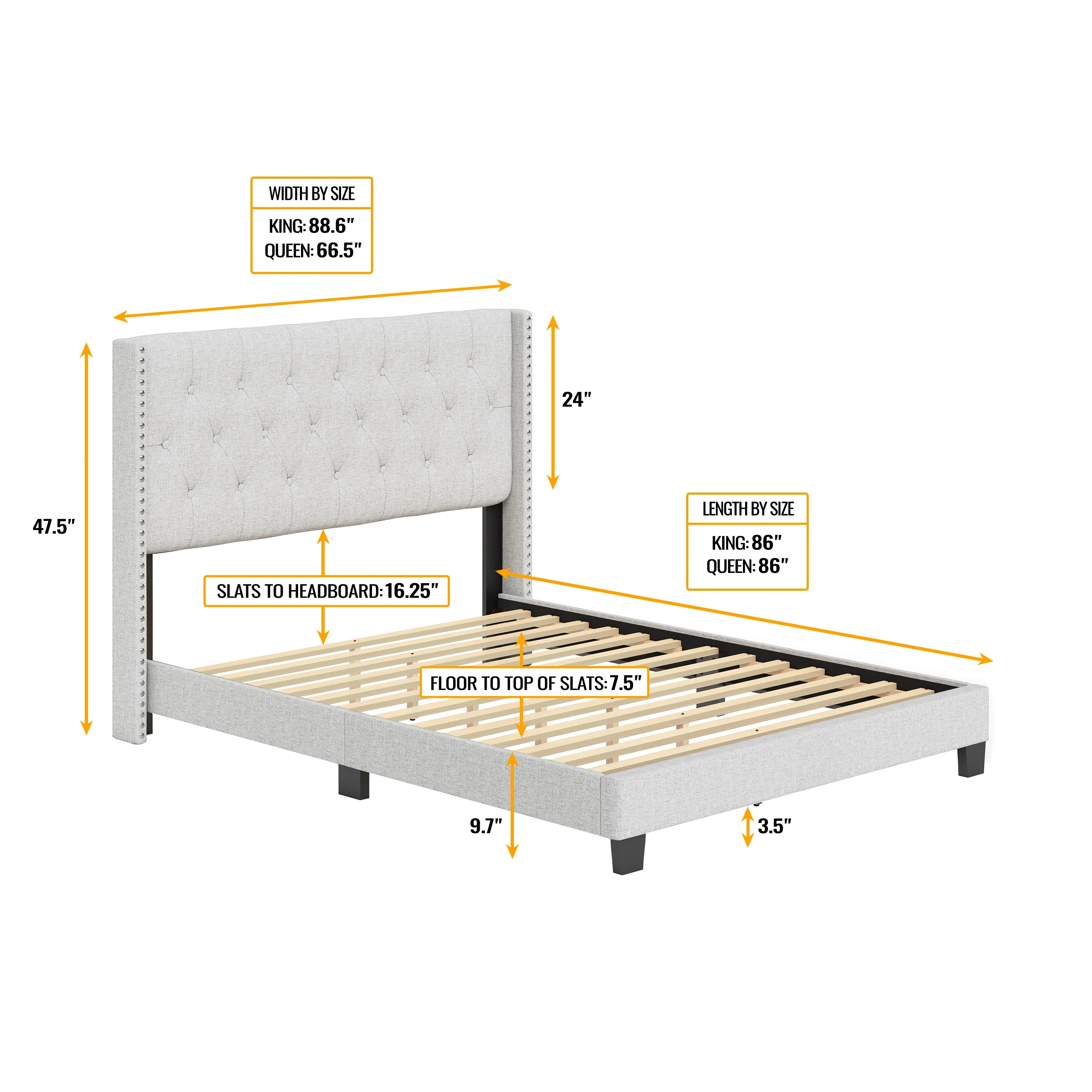 Mia Upholstered Platform Bed