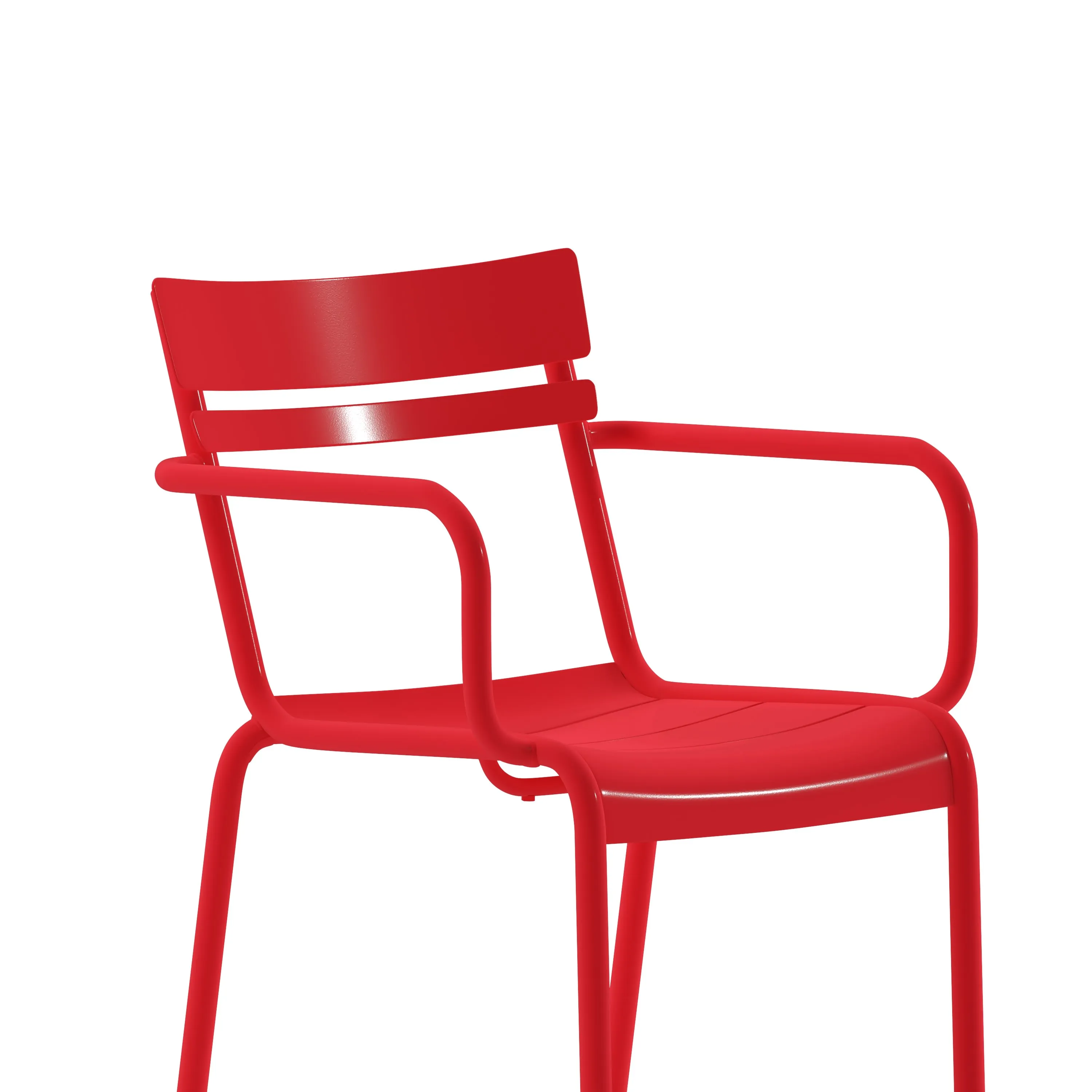 Nash Commercial Grade Steel Indoor-Outdoor Stackable Chair with 2 Slats and Arms