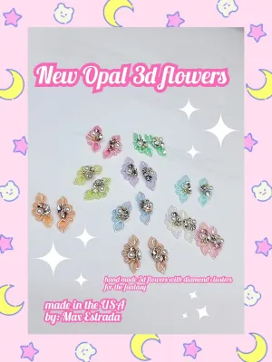 New Opal 3D flowers (20pcs 3D Luxury Metal Alloy Petal Flowers Nail Art Rhinestones Charms Shiny Nail Crystal Diamonds Gems Manicure Nail Flowers Jewelry Studs)