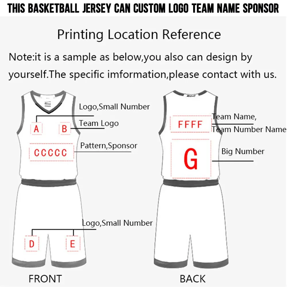 Personalized Custom Men's Basketball Jersey Sets Side Print Quick Drying 2 Piece Team Training Plus Size Male Basketball Uniform