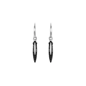 Stiletto Pavé Earring Mini - Sterling Silver   CZ Noir