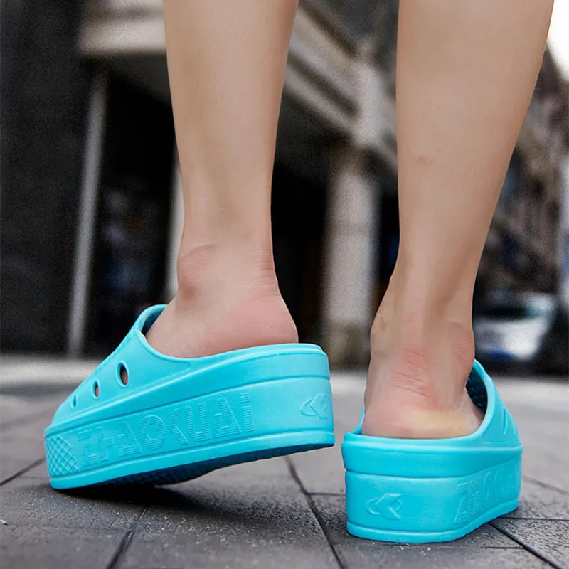 Summer Women Colorful Beach Home Hole Shoes Platform Slipper