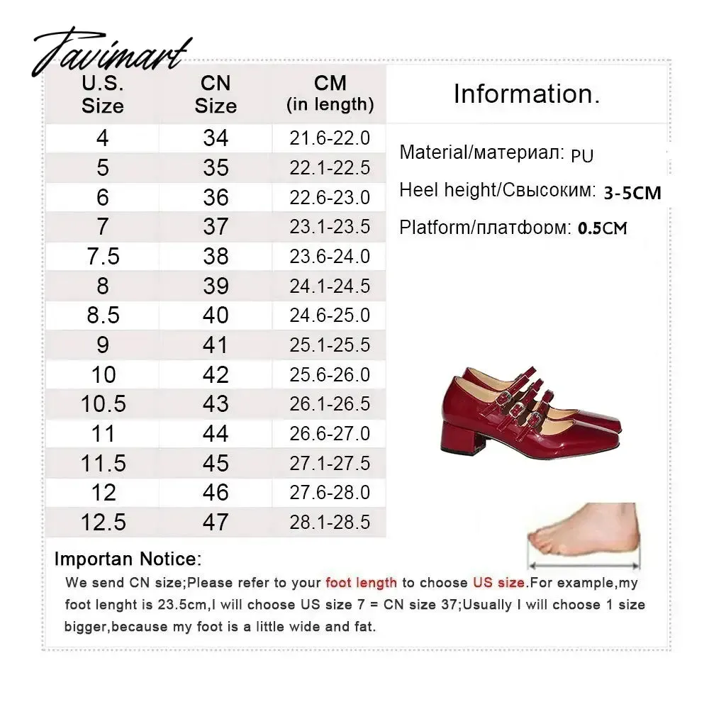 Tavimart New Mary Jane Shoes  Square Toe Pumps Women Sexy Buckle High Heels Shoes Woman Fashion Party Ladies Shoes Zapatos De Mujer