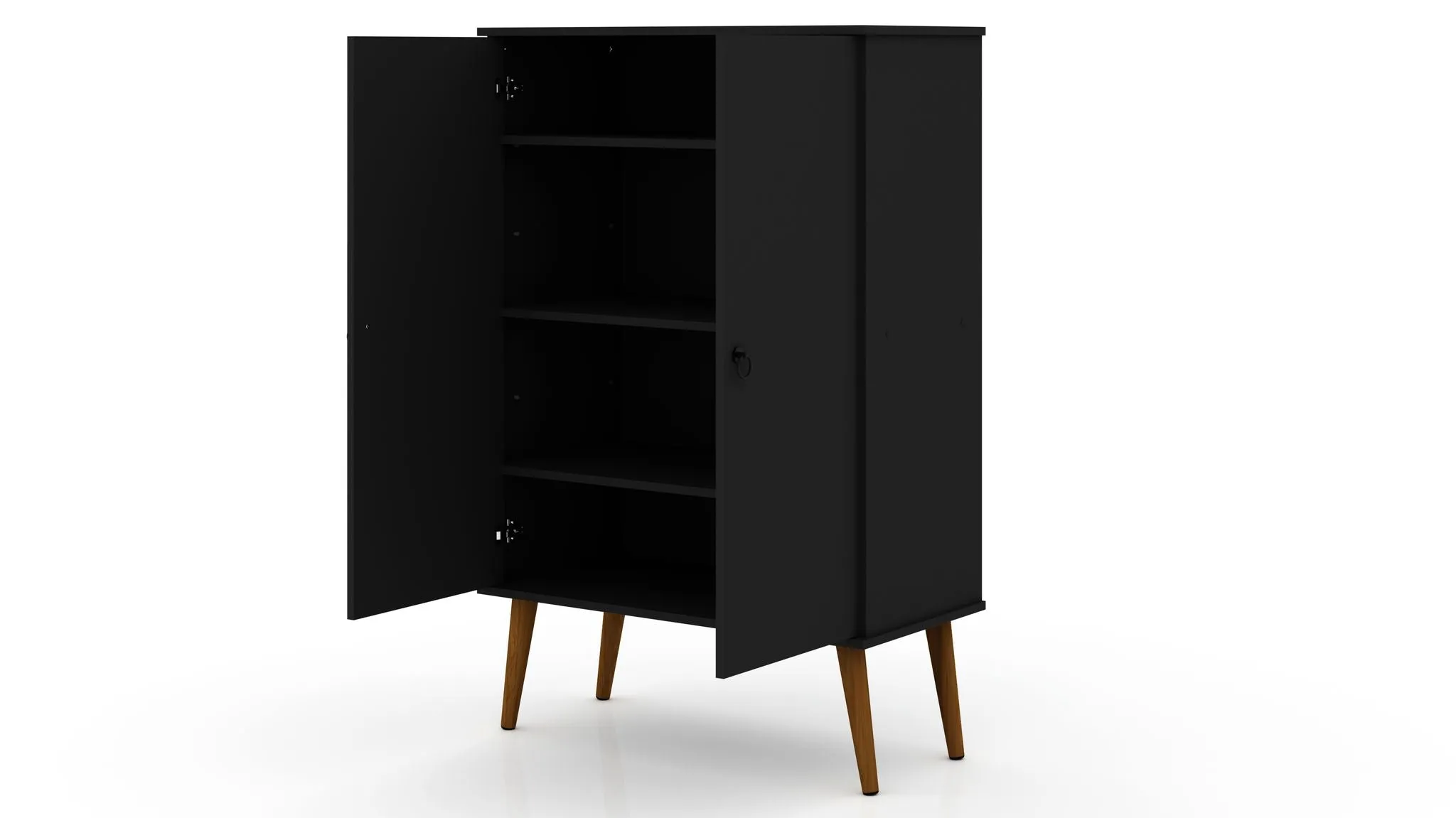 Tribeca Mid-Century-Modern Shoe Closet with Adjustable Shelves in Black