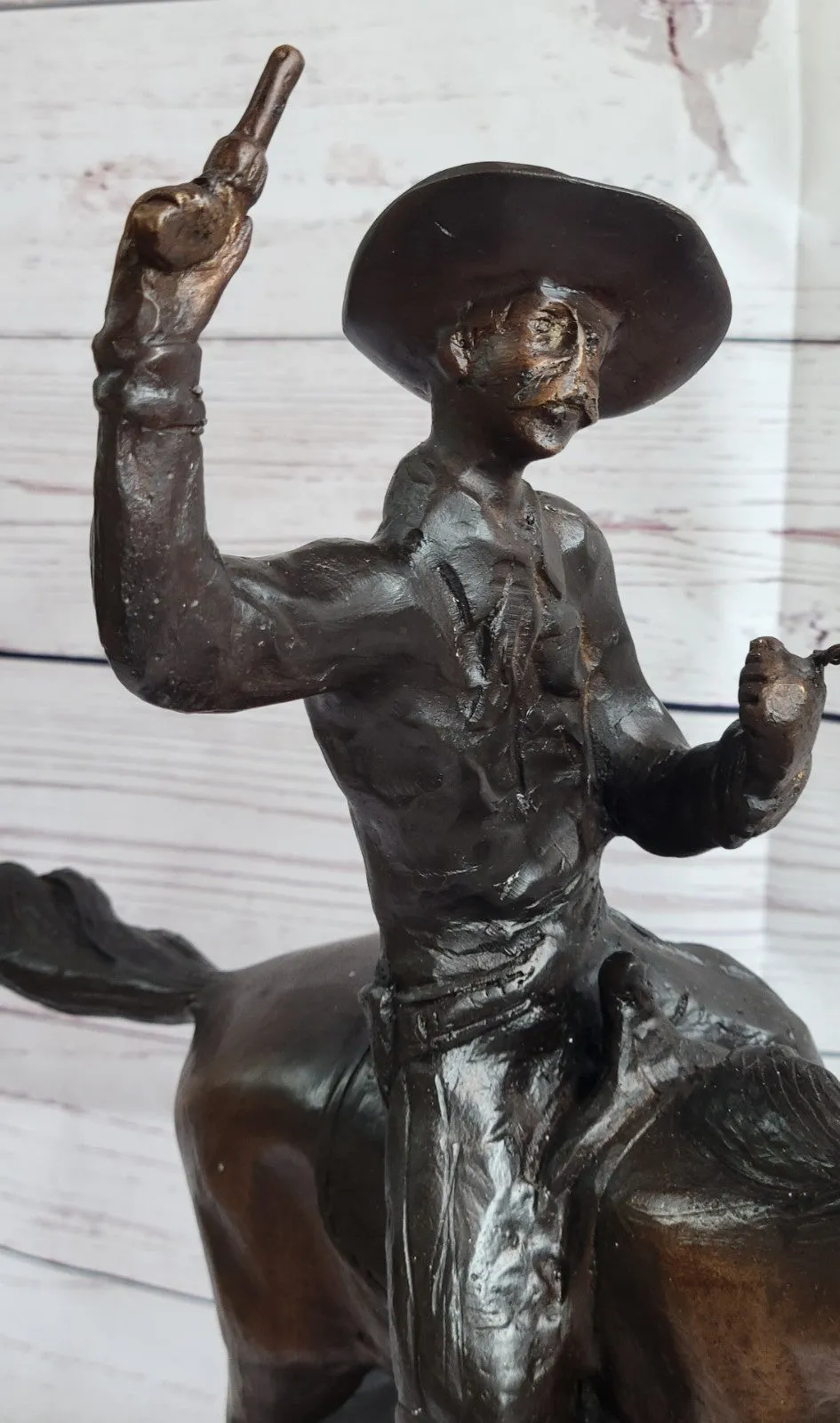 Wild American Classic West Cowboy By Remington Bronze Sculpture Statue Figurine