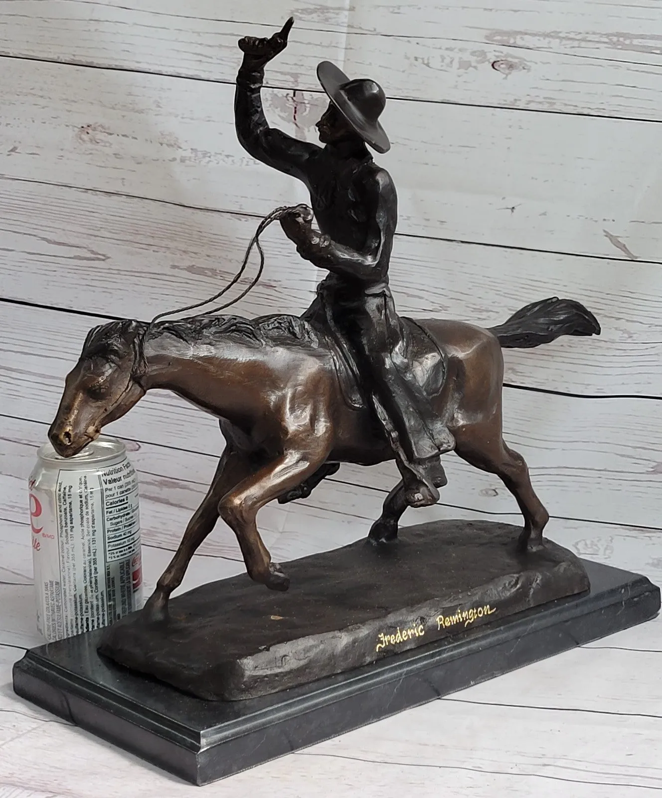 Wild American Classic West Cowboy By Remington Bronze Sculpture Statue Figurine