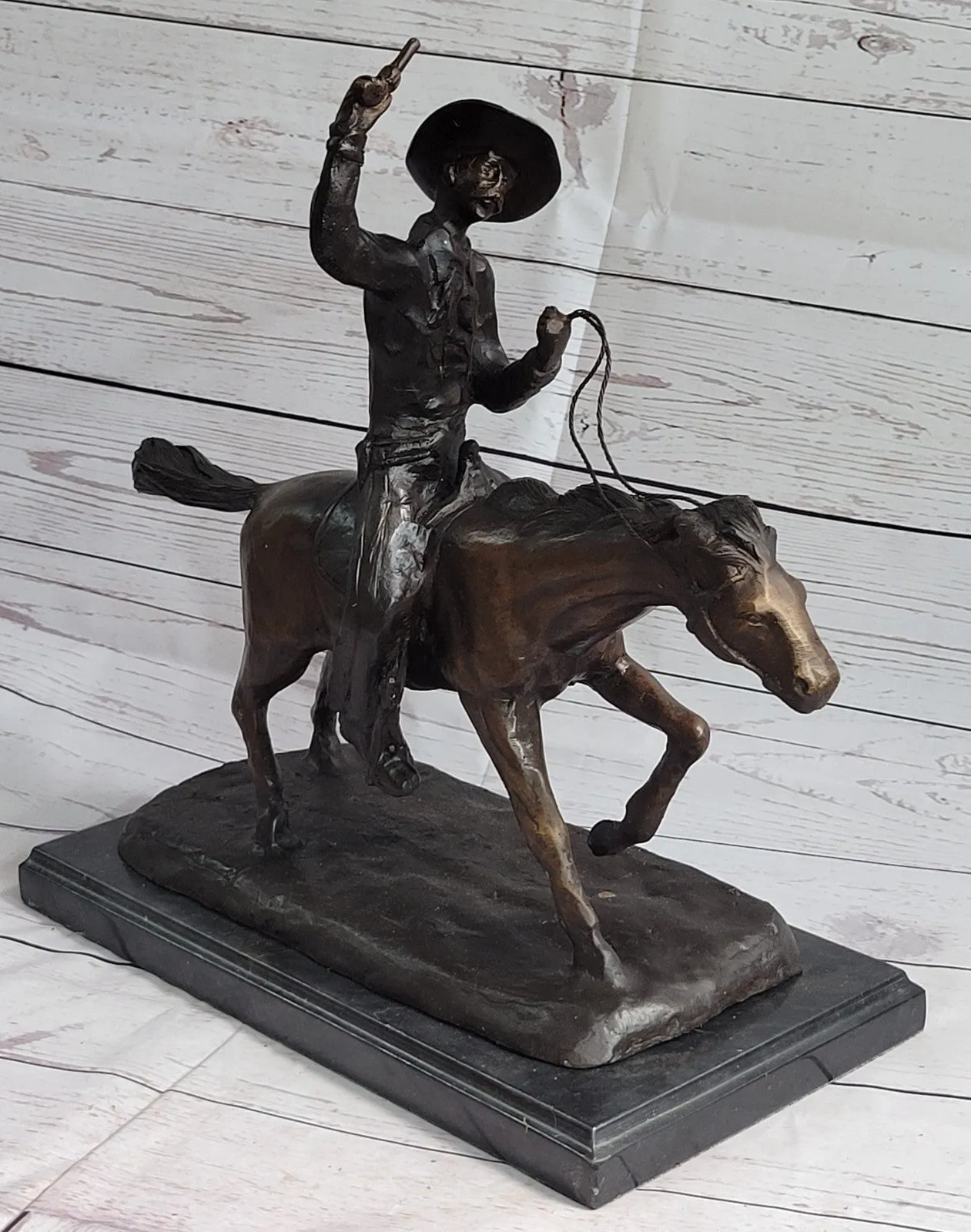 Wild American Classic West Cowboy By Remington Bronze Sculpture Statue Figurine