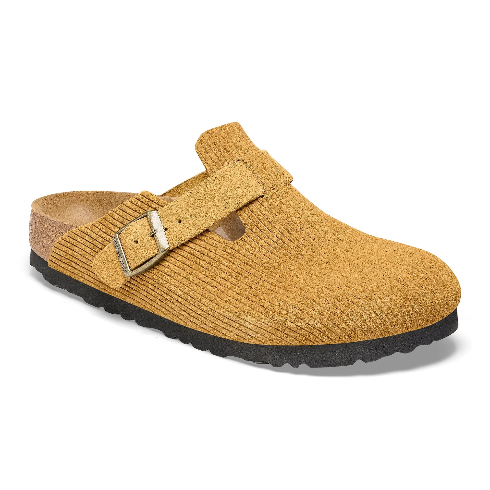 Women's Birkenstock Boston Suede Embossed Color: Cork Brown (MEDIUM/NARROW WIDTH)