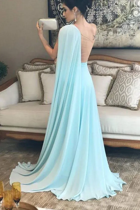 Women's Elegant One Shoulder A-line Evening Gown Chiffon Bridesmaid Prom Dress UQP0057